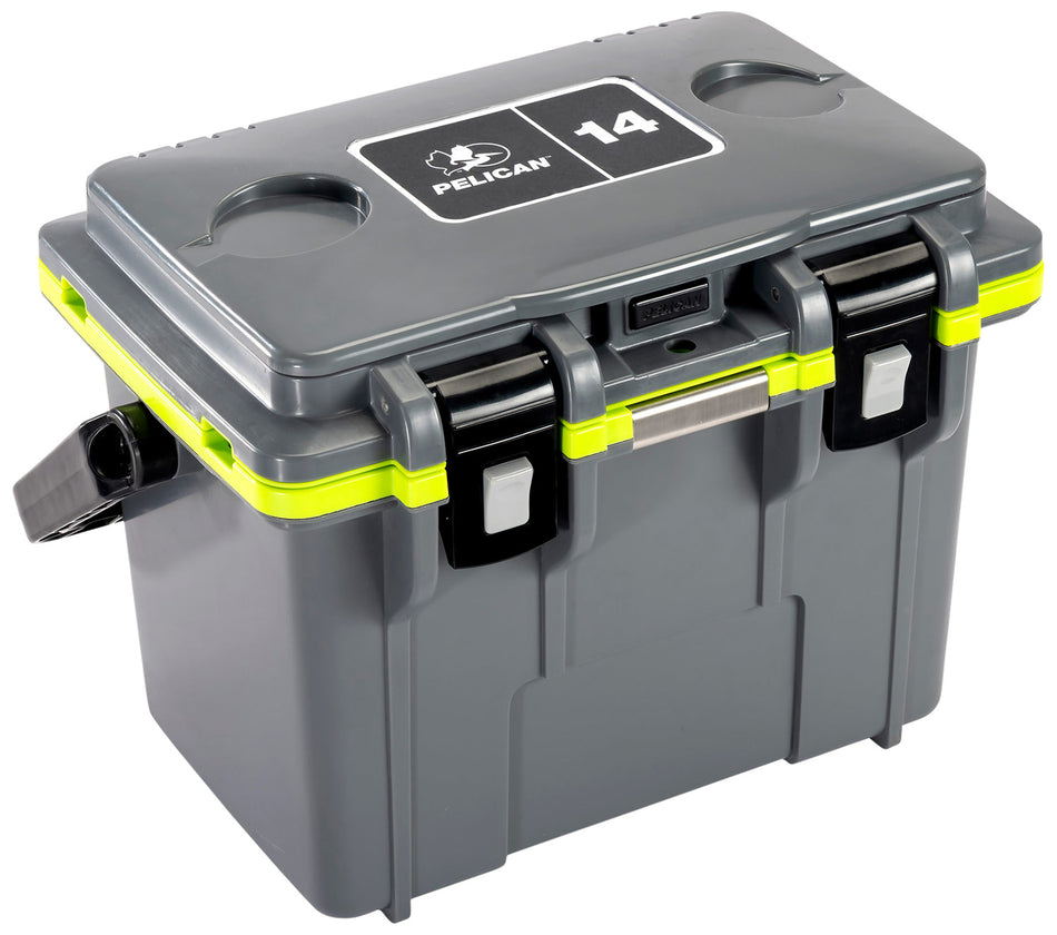 Pelican 14Q-1-DKGRYEGRN 14 Qt Elite Personal Cooler Gray and Green