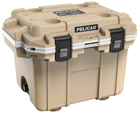 Pelican 30Q Elite Cooler 30 Quart Tan and White
