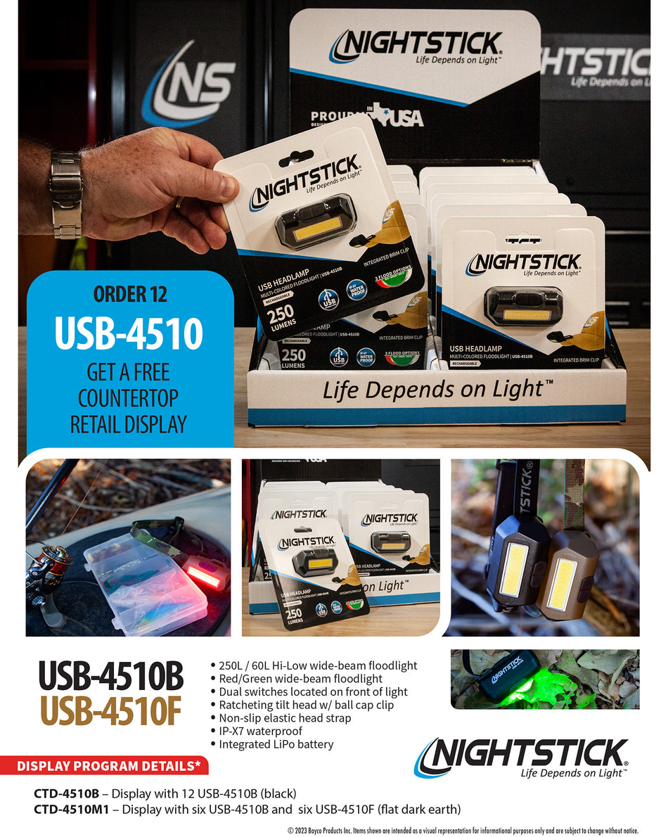 Nightstick CTD-4510M1 USB-4510B & USB-4510F Multi-Flood Headlamp Display 12-Unit