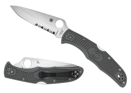Spyderco Endura 4 Lightweight Folder 3.75" Part Serrated VG-10 Satin Blade Foliage Green Textured FRN Handle