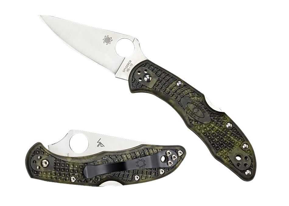 Spyderco Delica 4 Lightweight Folder 2.90" Plain Satin VG-10 SS Blade Hand-Dyed Zome Green FRN Handle