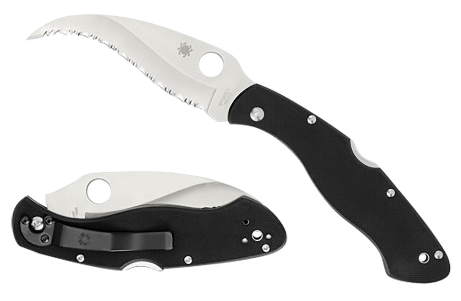 Spyderco Civilian CLIPIT Folder 4.09" Fully Serrated VG-10 Satin Blade Black Textured G10 Handle