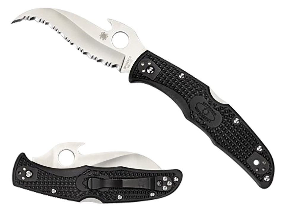 Spyderco Matriarch 2 Folder 3.57" Reverse S SpyderEdge VG-10 Satin Blade Black Bi-Directional FRN Handle with Clip