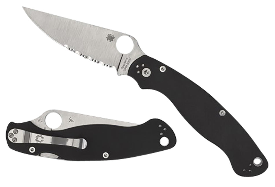 Spyderco Military 2 Folder 4" Plain Stonewashed CPM S30V SS Blade Black Peel-Ply G10 Handle with Pocket Clip