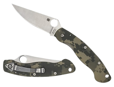 Spyderco Military Folder 4" Plain Stonewashed CPM S30V SS Clip Point Blade Digital Camouflage G10 Handle