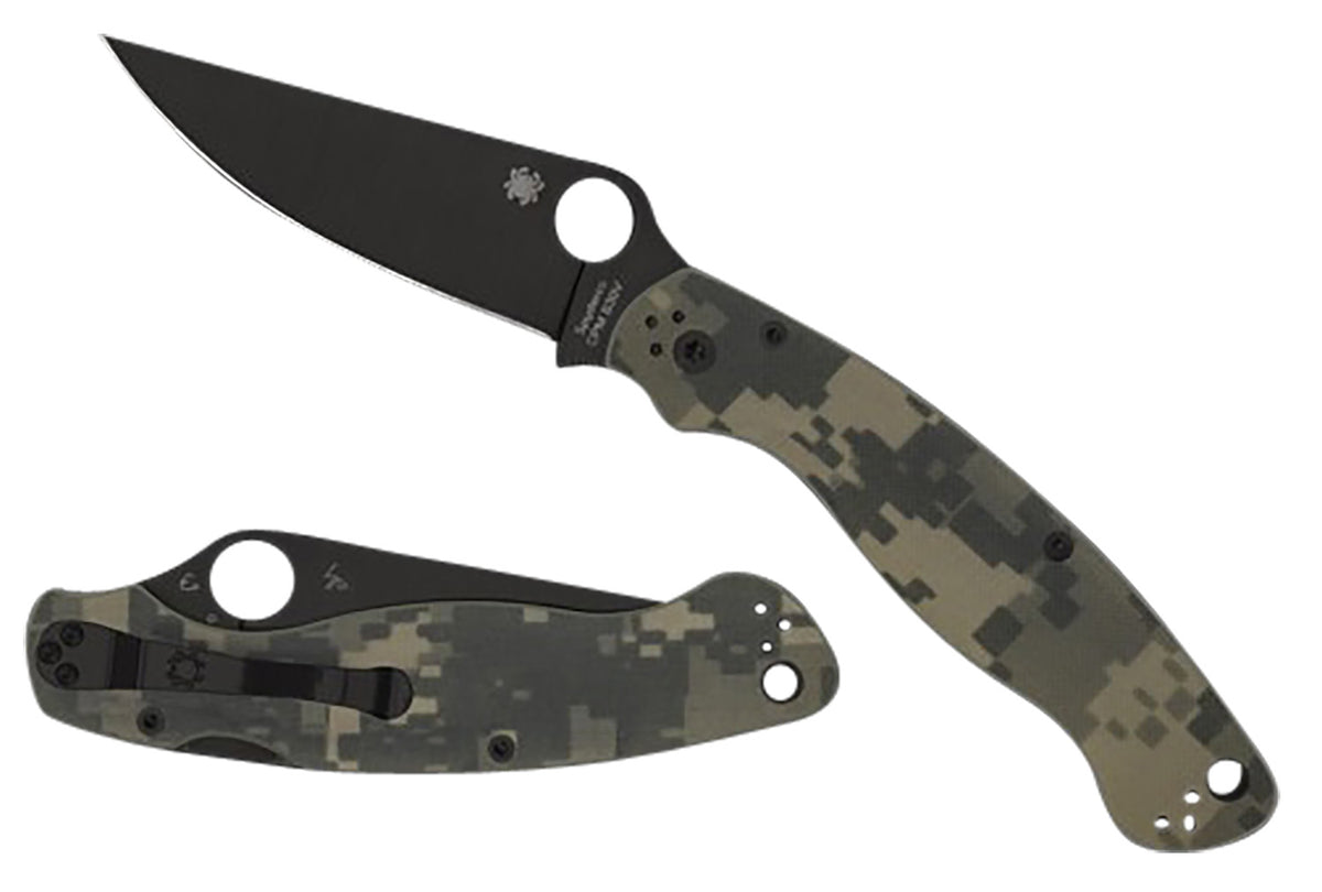 Spyderco Military 2 Folder 4" Plain Black DLC S30V Blade Digital Camouflage G10 Handle with Black Hardware