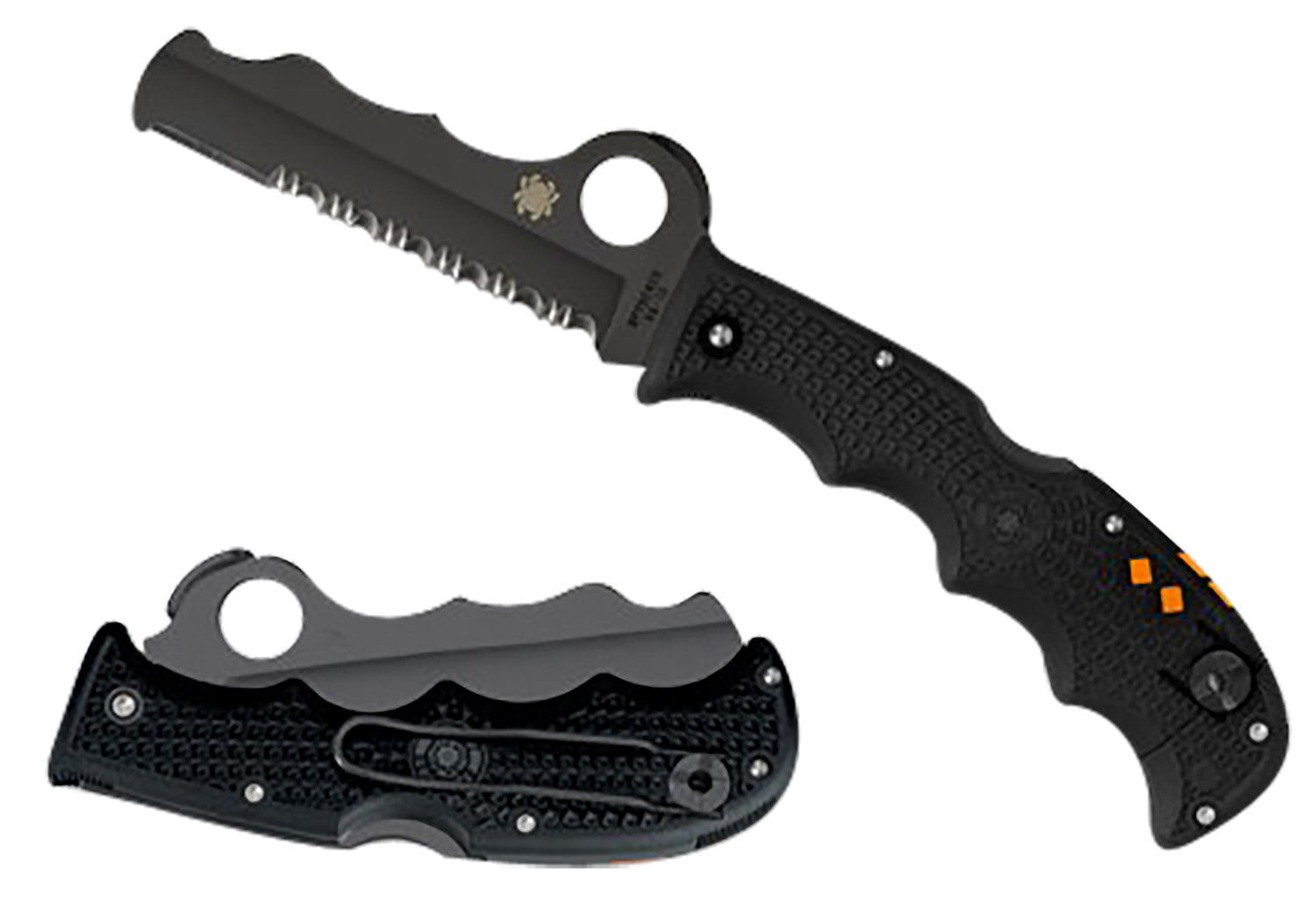 Spyderco Assist Lightweight C79PSBBK 3.69" Folding Knife Part Serrated VG-10 Black DLC Blade Textured FRN Handle Glass Breaker