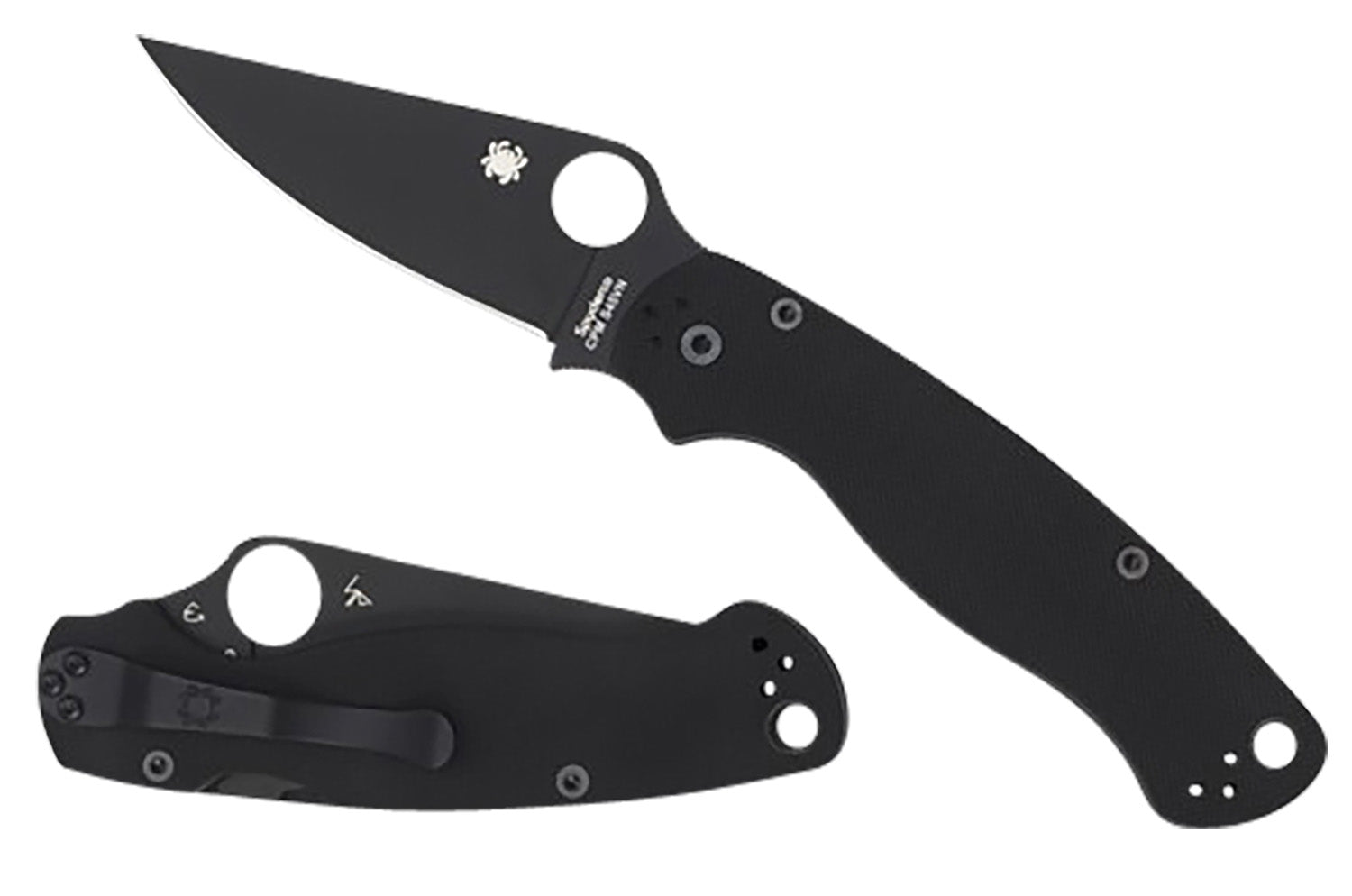 Spyderco Para Military 2 C81GPBK2 3.42" Folding Knife Black DLC CPM S45VN SS Blade Black Textured G10 Handle w/ Pocket Clip
