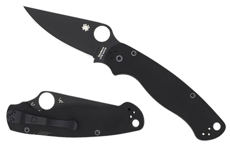 Spyderco Para Military 2 C81GPBK2 3.42" Folding Knife Black DLC CPM S45VN SS Blade Black Textured G10 Handle w/ Pocket Clip
