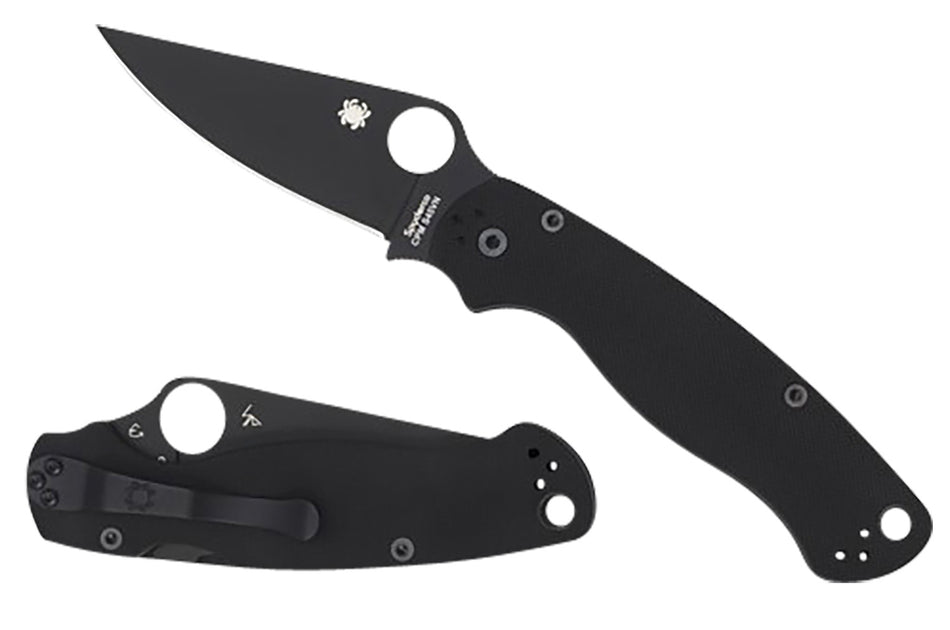Spyderco Para Military 2 C81GPBK2 3.42" Folding Knife Black DLC CPM S45VN SS Blade Black Textured G10 Handle w/ Pocket Clip