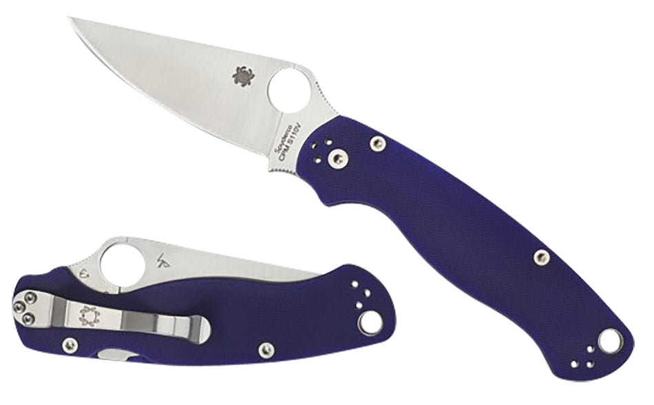 Spyderco Para Military 2 C81GPDBL2 3.42" Folding Knife Satin CPM S110V Blade Dark Blue Textured G10 Handle Compression Lock