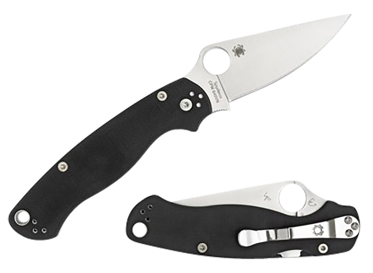 Spyderco Para Military 2 C81GPLE2 Left-Handed 3.42" Folding Knife CPM S45VN SS Blade Black Textured G10 Handle Compression Lock