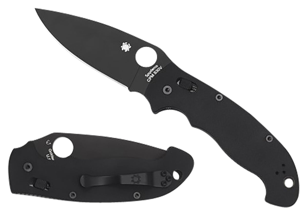 Spyderco Manix 2 XL C95GPBBK2 3.85" Folding Knife Black DLC CPM S30V SS Blade Black Textured G10 Handle Ball Bearing Lock