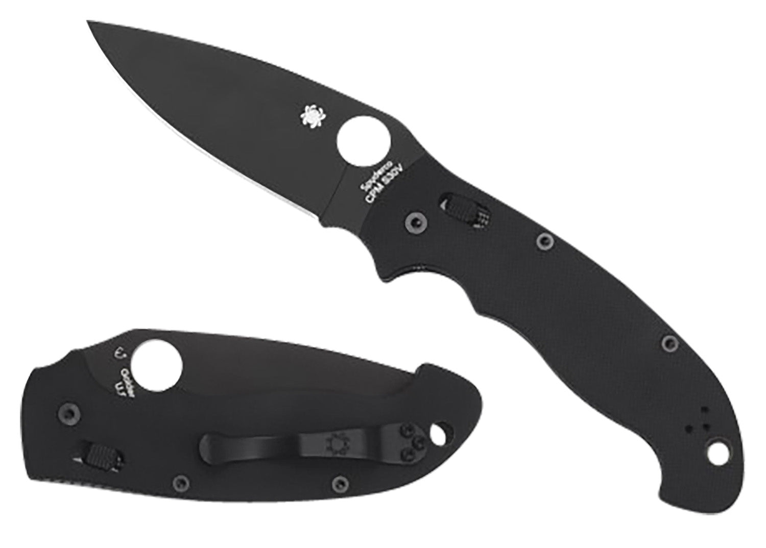 Spyderco Manix 2 XL C95GPBBK2 3.85" Folding Knife Black DLC CPM S30V SS Blade Black Textured G10 Handle Ball Bearing Lock
