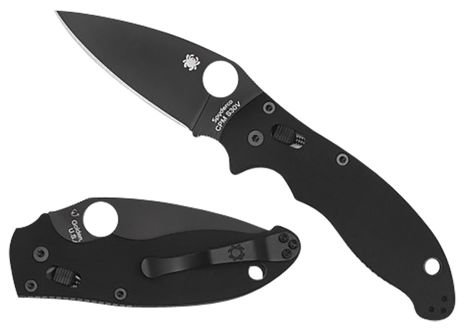 Spyderco Manix 2 C101GPBBK2 3.37" Folding Knife Black DLC CPM S30V SS Blade Black Bi-Directional G10 Handle Ball Bearing Lock