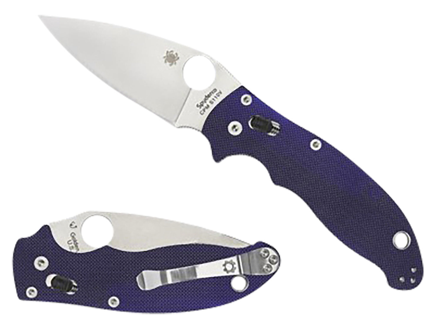 Spyderco Manix 2 C101GPDBL2 3.37" Folding Knife Satin CPM S110V Blade Dark Blue Textured G10 Handle Ball Bearing Lock
