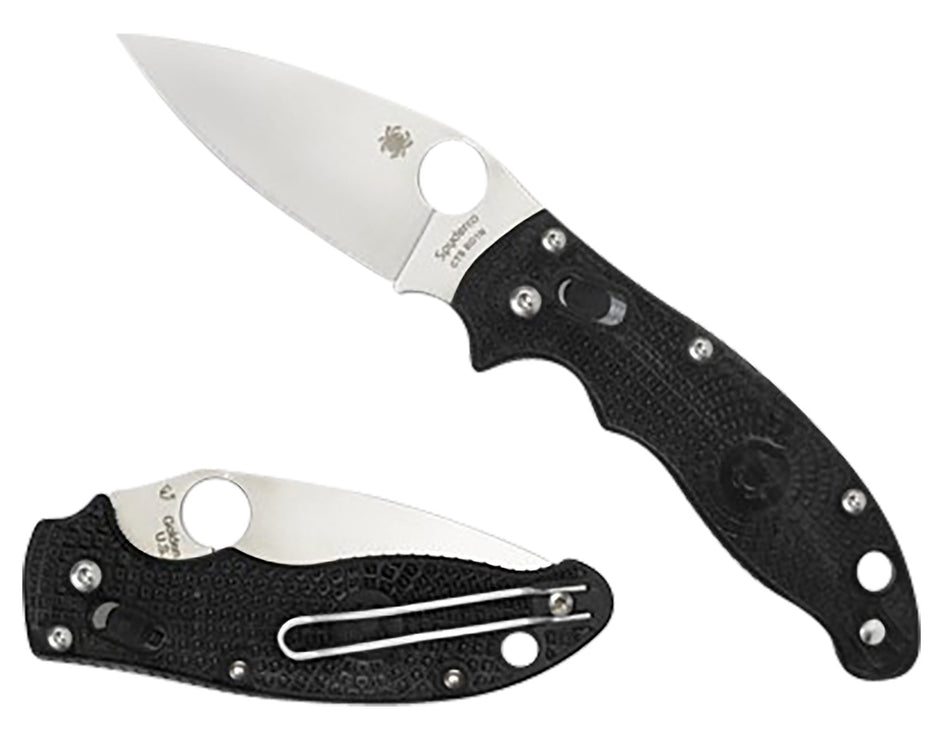 Spyderco Manix 2 Lightweight C101PBK2 3.37" Folding Knife Satin CTS BD1 SS Blade Black Bi-Directional FRCP Handle