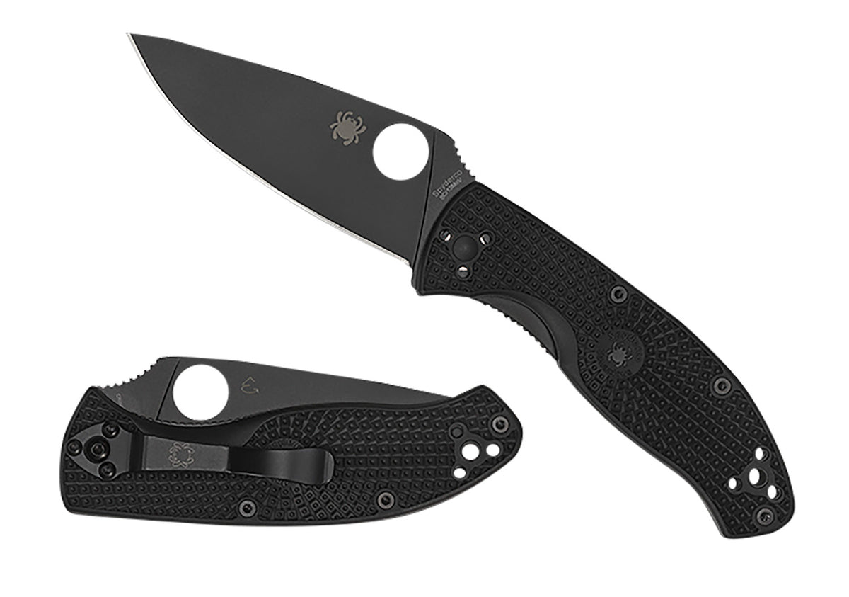 Spyderco Tenacious Lightweight C122PBBK 3.39" Folding Knife Black Oxide 8Cr13MoV SS Blade Black Bi-Directional FRN Handle