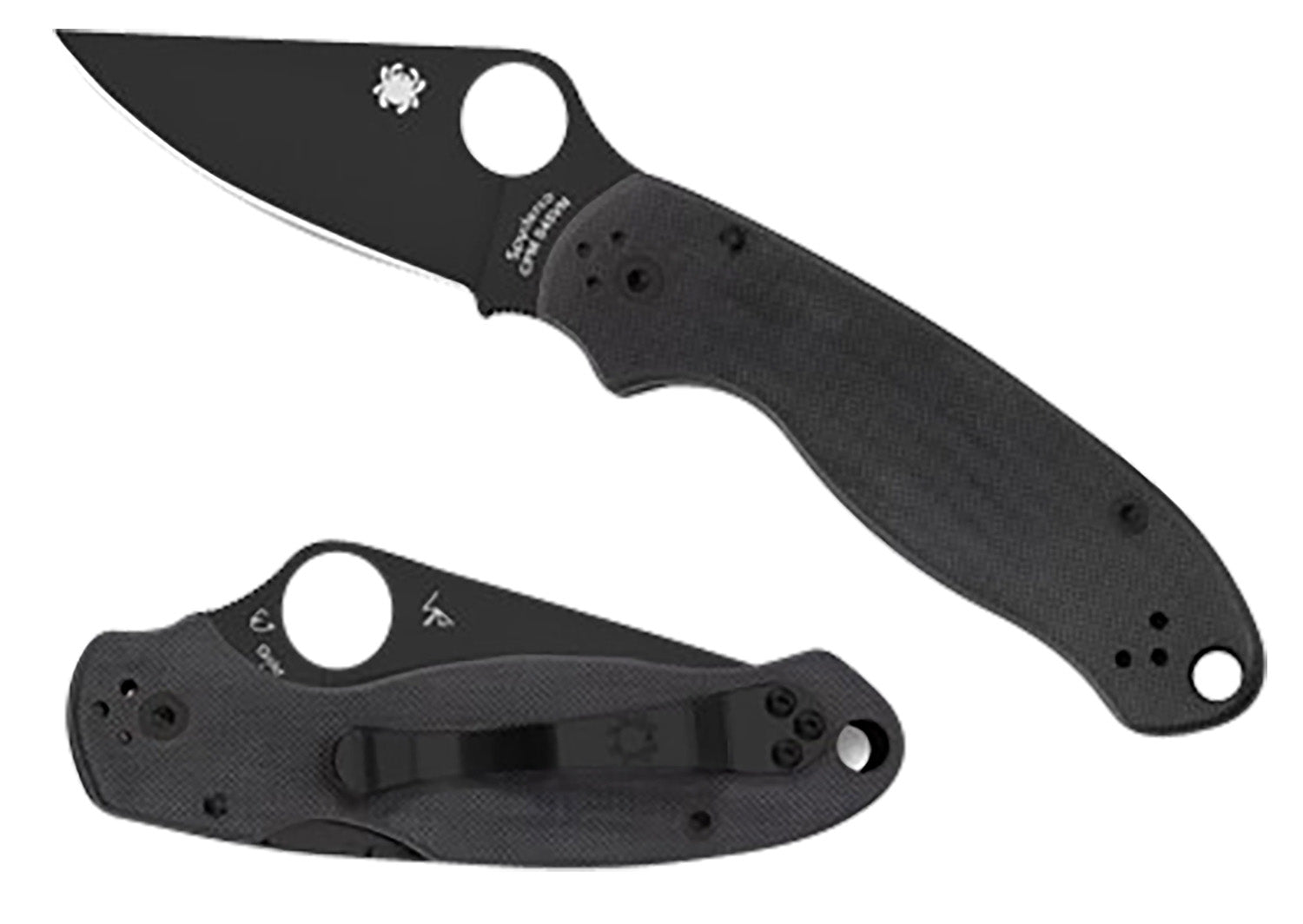 Spyderco C223GPBK Para 3 2.95" Plain Black DLC CPM S45VN SS Blade Black G10 Handle Pocket Clip