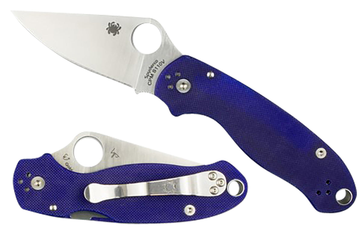 Spyderco C223GPDBL Para 3 2.95" Satin CPM S110V Blade Dark Blue G10 Handle Pocket Clip