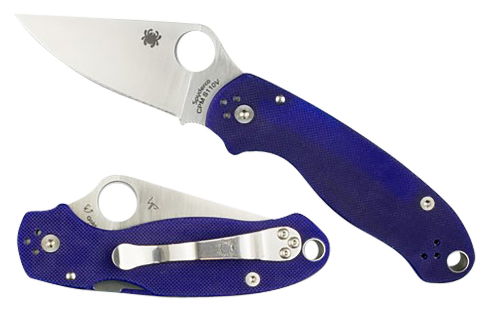 Spyderco C223GPDBL Para 3 2.95" Satin CPM S110V Blade Dark Blue G10 Handle Pocket Clip