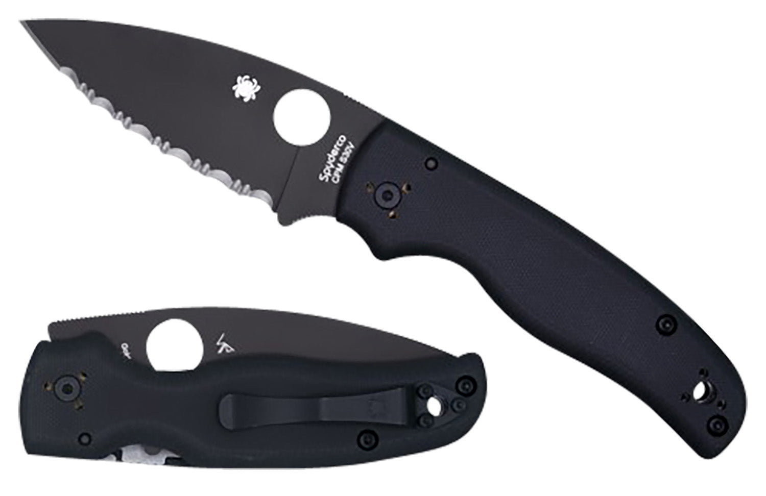 Spyderco C229GPBK Shaman 3.58" Black DLC CPM S30V SS Blade Black G10 Handle Pocket Clip