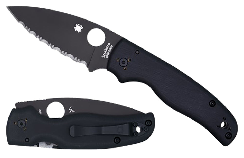 Spyderco C229GPBK Shaman 3.58" Black DLC CPM S30V SS Blade Black G10 Handle Pocket Clip