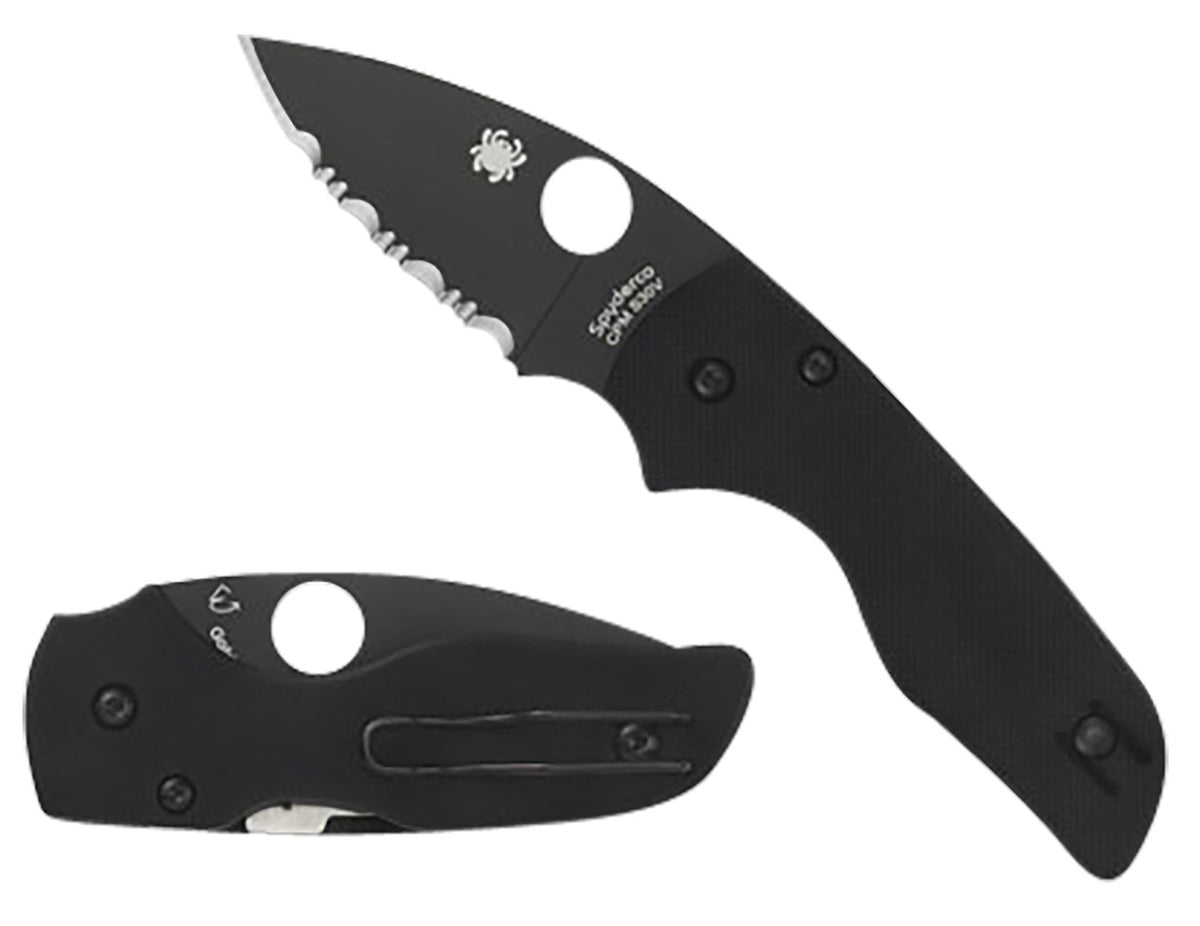 Spyderco C230GPBBK Lil' Native 2.42" Black DLC CPM S30V SS Blade Black G10 Handle Pocket Clip