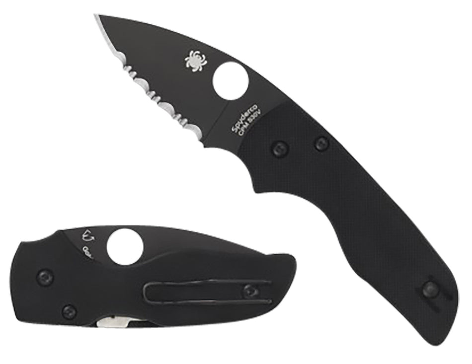 Spyderco C230GPBBK Lil' Native 2.42" Black DLC CPM S30V SS Blade Black G10 Handle Pocket Clip