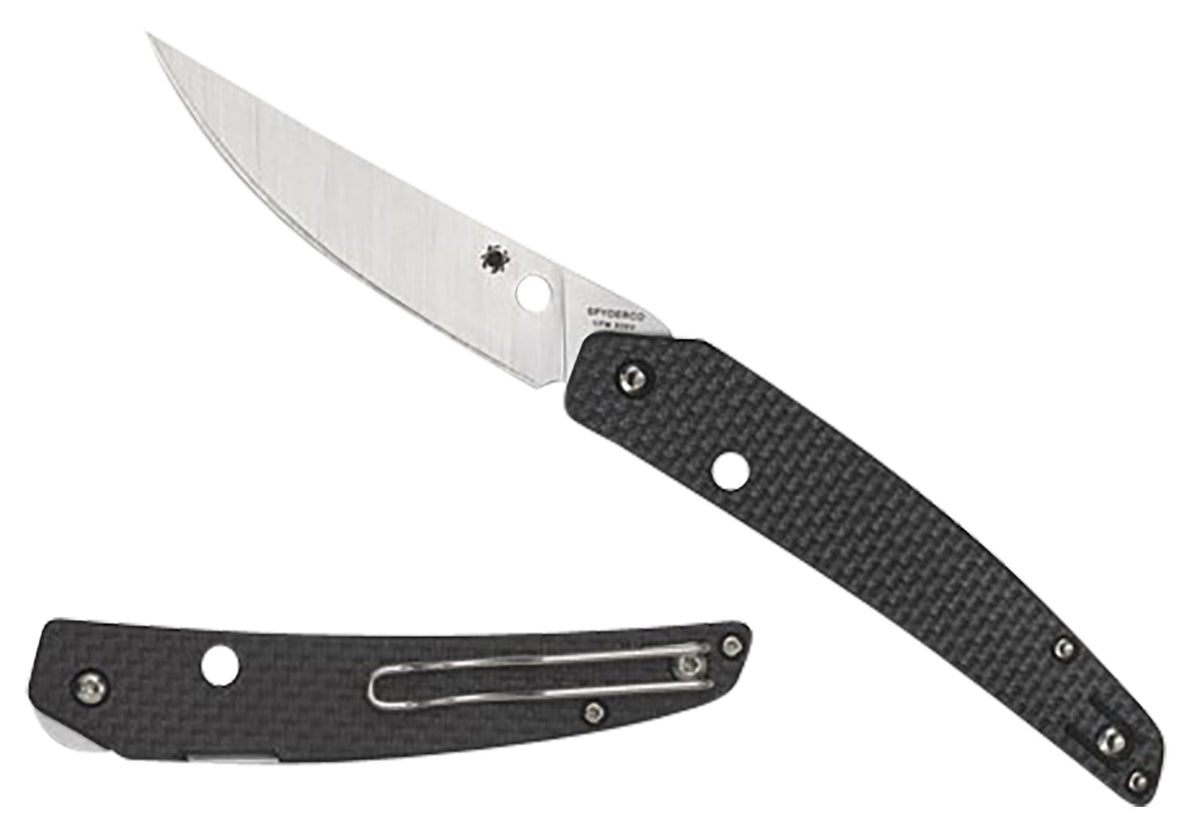 Spyderco C242CFP Ikuchi 3.26" Plain Satin CPM S30V SS Blade Carbon Fiber G10 Handle