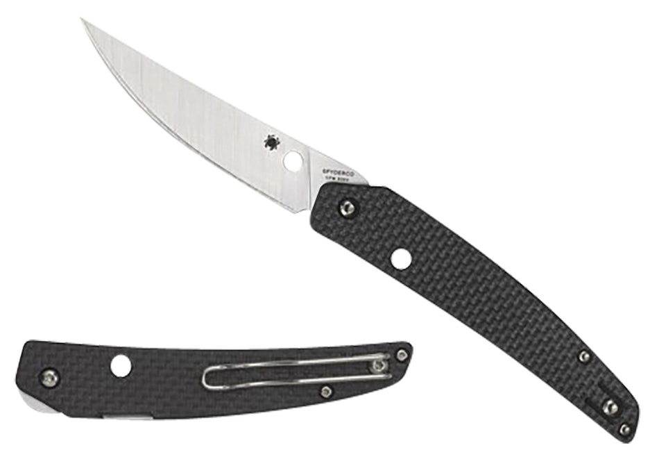 Spyderco C242CFP Ikuchi 3.26" Plain Satin CPM S30V SS Blade Carbon Fiber G10 Handle