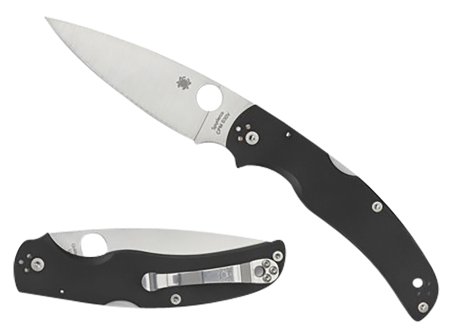 Spyderco C244GP Native Chief Lightweight 4.02" Folding Knife Stonewashed CTS BD1N SS Blade Black Textured FRN Handle