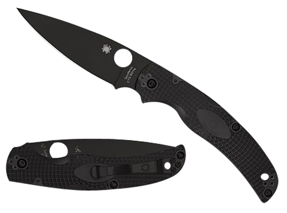 Spyderco C244PBBK Native Chief Lightweight 4.02" Folding Knife Plain Black DLC BD1N SS Blade Black Textured FRN Handle
