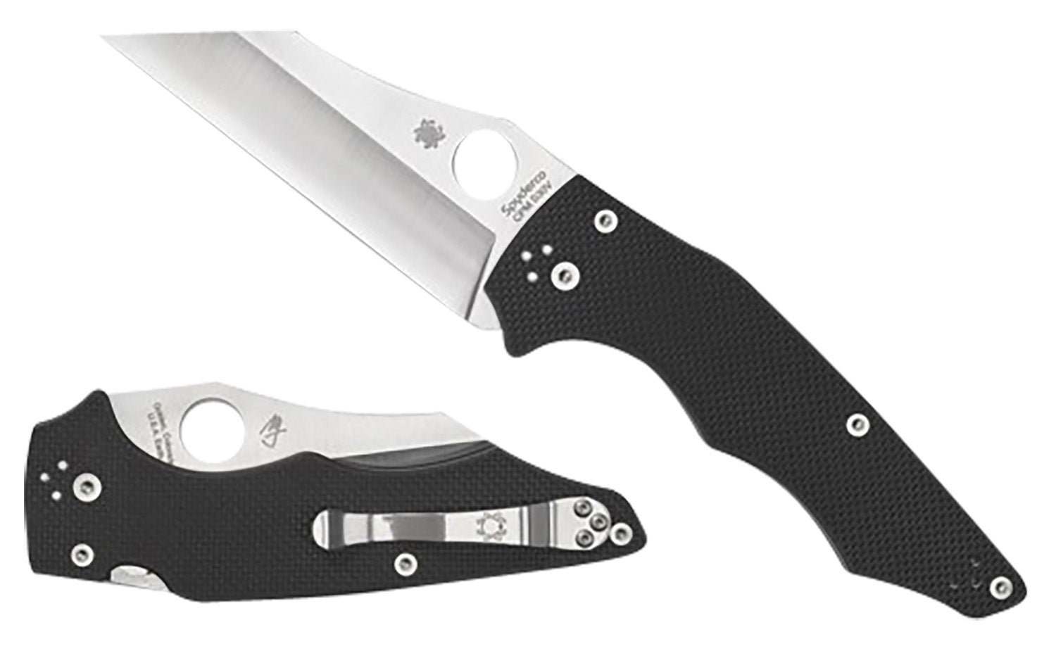Spyderco C253GP YoJumbo 3.98" Folding Wharncliffe Plain Stonewashed S30V SS Blade Black Textured G10 Handle