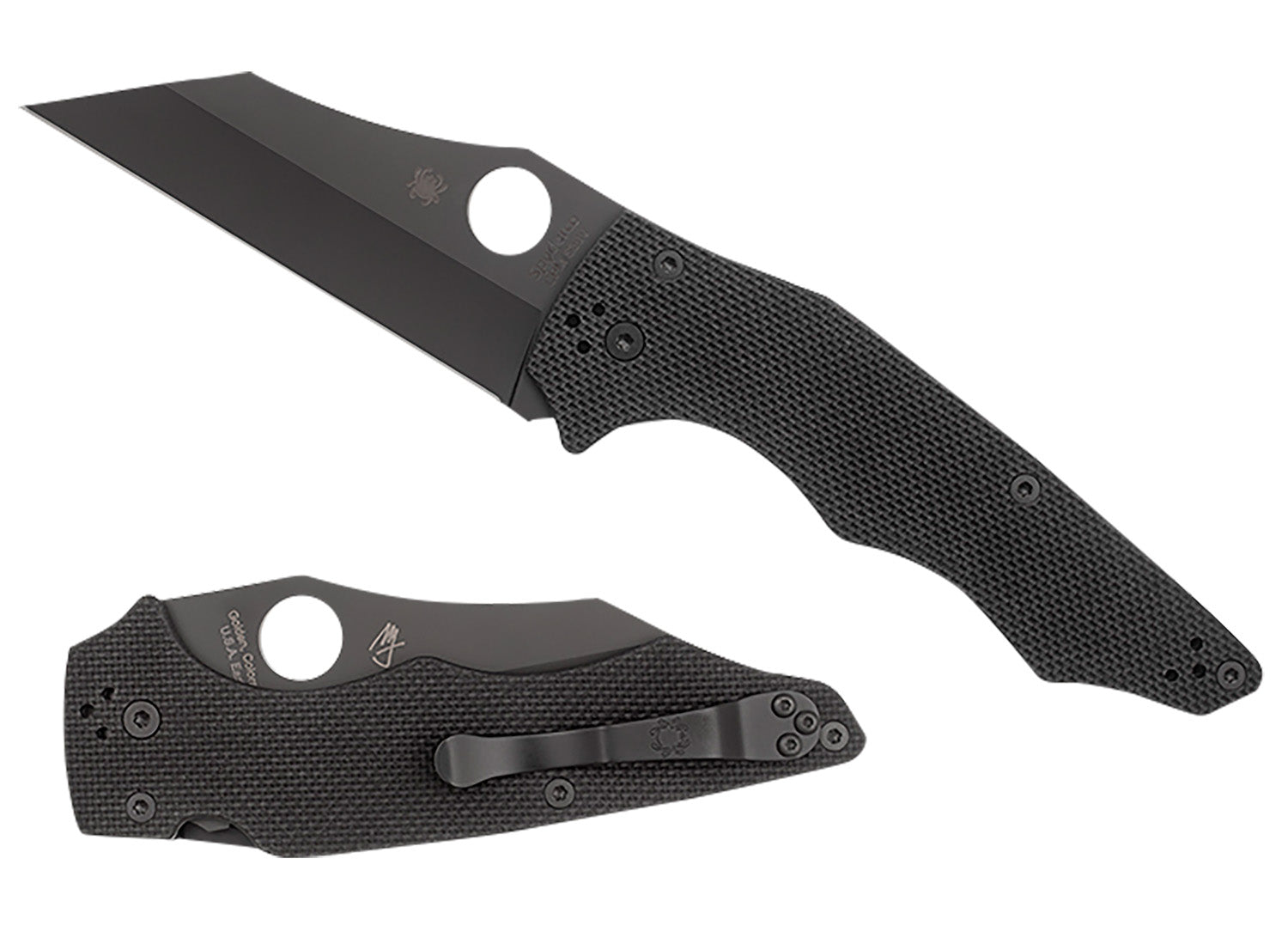 Spyderco C253GPBBK YoJumbo 3.98" Black DLC CPM S30V SS Blade Black G10 Handle Pocket Clip