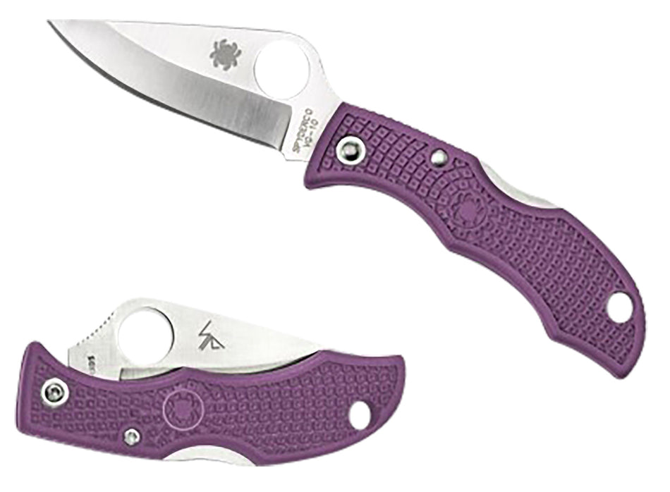 Spyderco LPRP3 Ladybug 3 Salt 1.94" Plain Stonewashed H2 Steel Blade Purple Bi-Directional FRN Handle