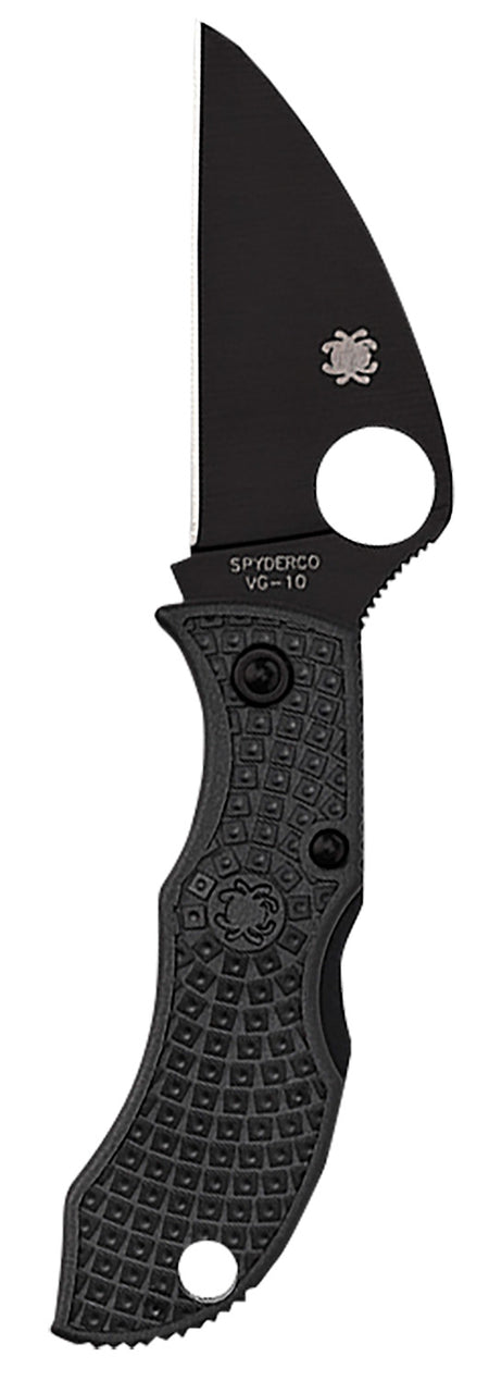 Spyderco MBKWPBK Manbug 1.91" Folding Wharncliffe Plain Non-Reflective Black TiCN VG-10 SS Blade Black FRN Handle