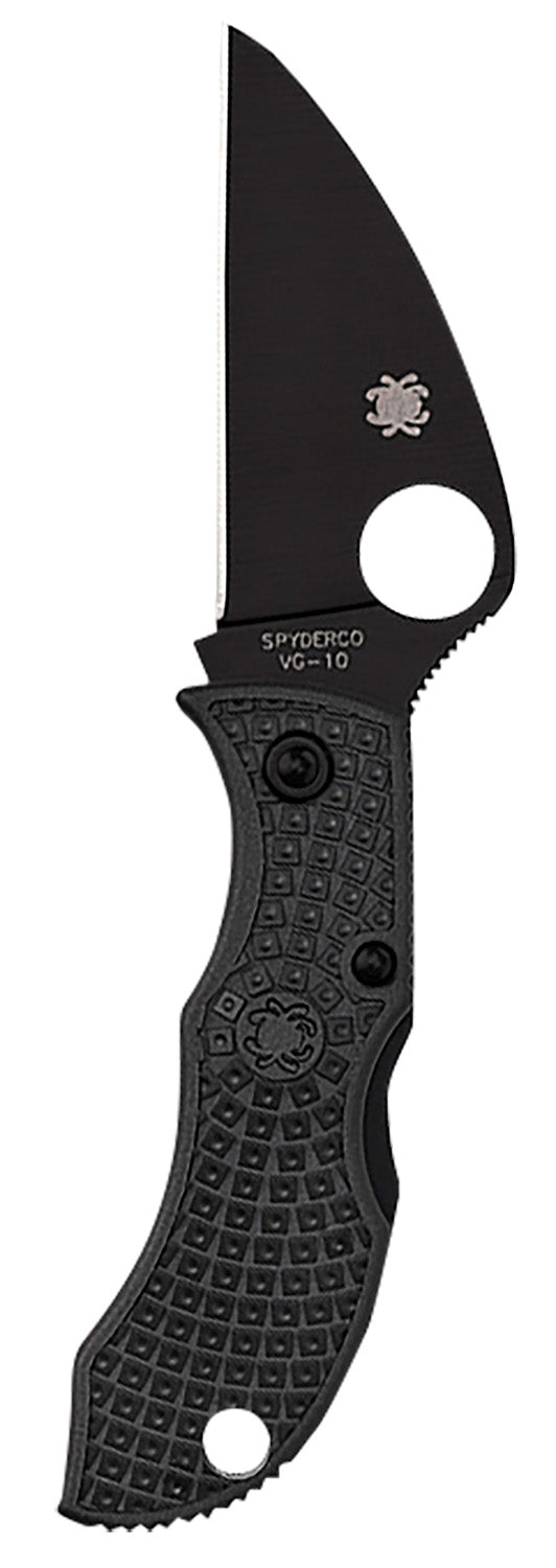 Spyderco MBKWPBK Manbug 1.91" Folding Wharncliffe Plain Non-Reflective Black TiCN VG-10 SS Blade Black FRN Handle