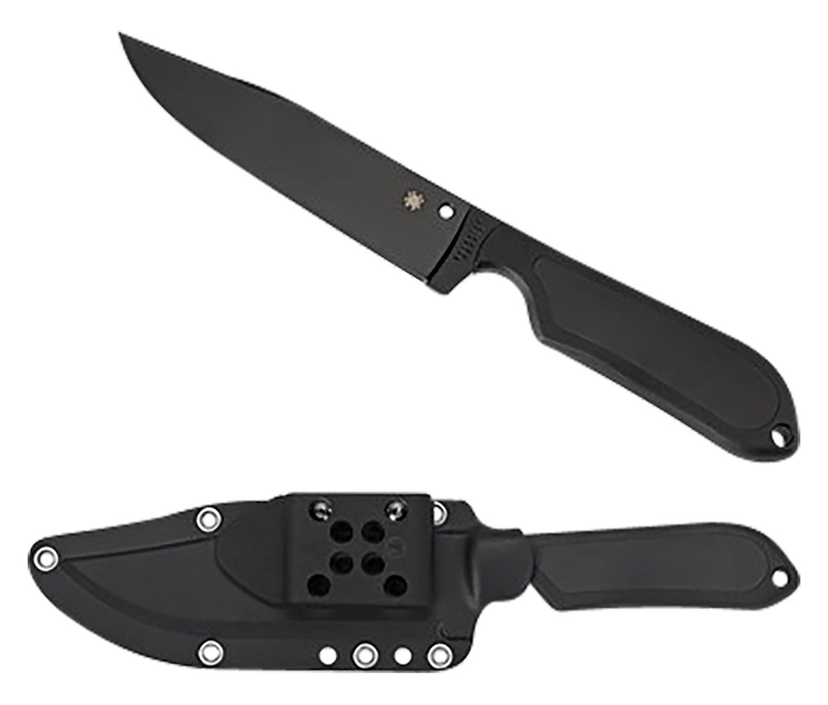 Spyderco FB04PBB Street Bowie 5.05" Fixed Clip Point Plain Black DLC VG-10 SS Blade Black FRN Handle Includes Sheath
