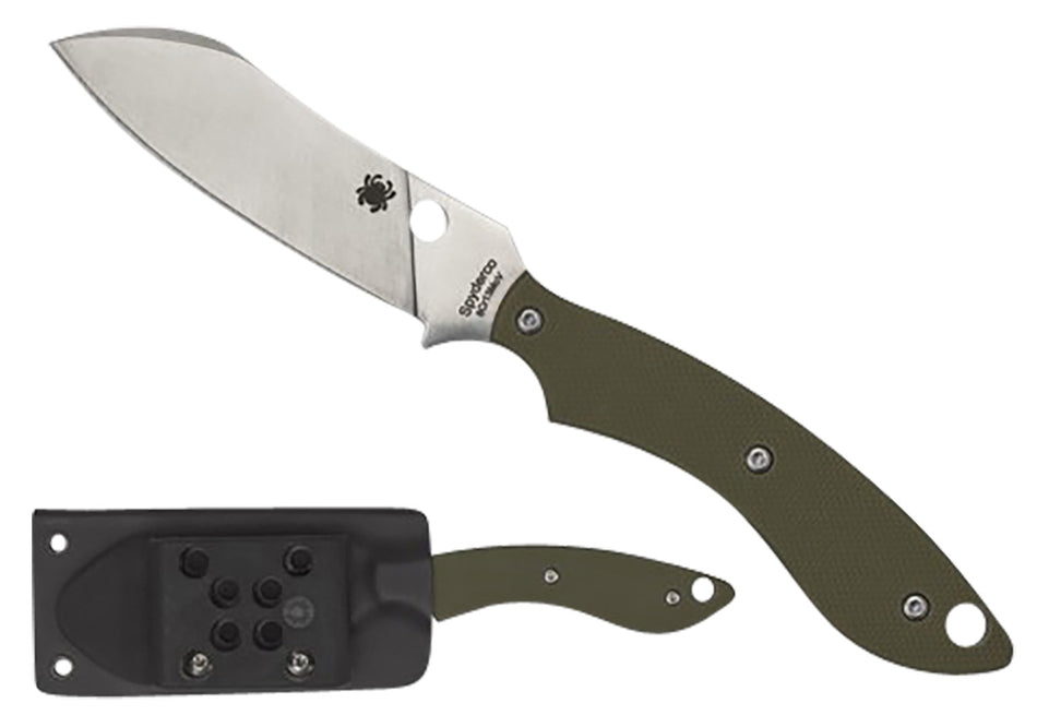 Spyderco FB50GPOD Stok 2.95" Fixed Drop Point Plain Stonewashed 8Cr13MoV SS Blade Olive Drab G10 Handle w/ Sheath