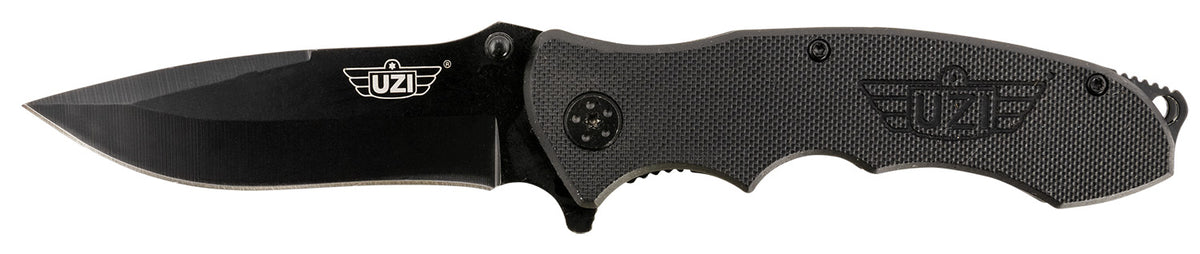 Uzi UZKFDR006 Responder VI Folding Knife Black Stainless Steel Blade with G10 Handle, Metal Pocket Clip, Spring Assist