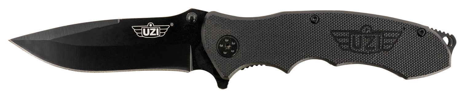 Uzi UZKFDR006 Responder VI Folding Knife Black Stainless Steel Blade with G10 Handle, Metal Pocket Clip, Spring Assist