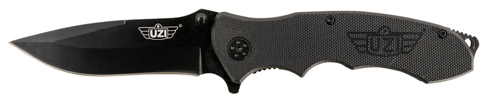 Uzi UZKFDR006 Responder VI Folding Knife Black Stainless Steel Blade with G10 Handle, Metal Pocket Clip, Spring Assist