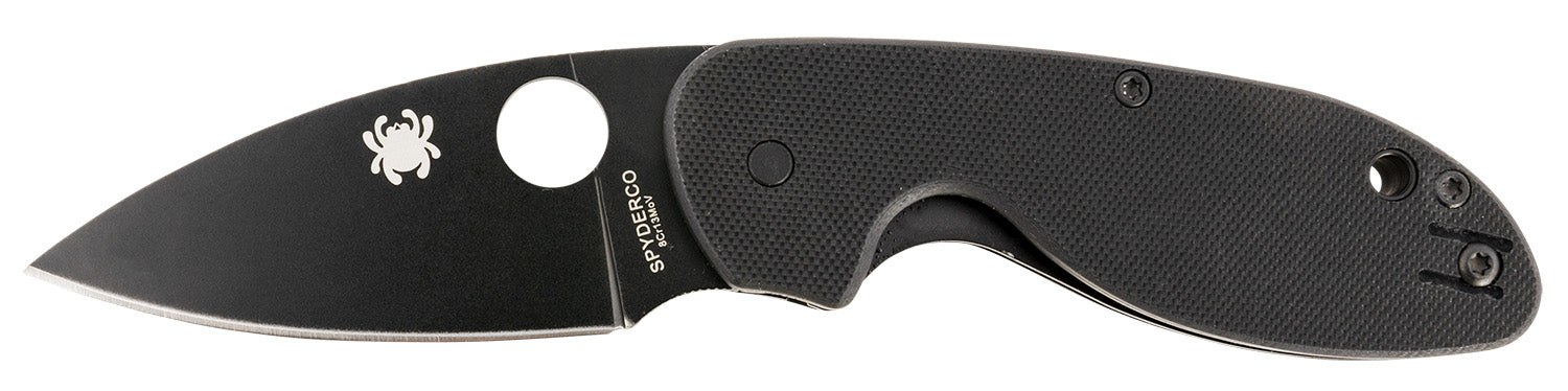 Spyderco C216GPBBK Efficient 2.98" Folding Knife Plain Black DLC 8Cr13MoV SS Blade Black Textured G10 Handle