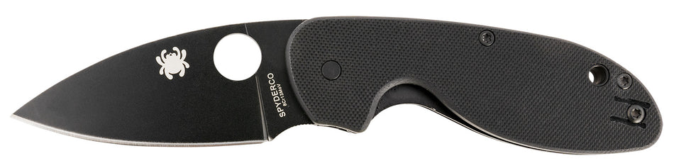 Spyderco C216GPBBK Efficient 2.98" Folding Knife Plain Black DLC 8Cr13MoV SS Blade Black Textured G10 Handle