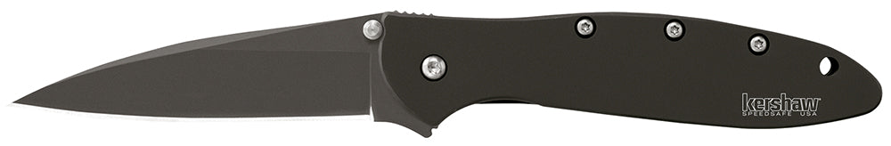 Kershaw Leek 1660CKT 3" SpeedSafe Assisted Drop Point Black DLC 14C28N Blade, Black DLC Stainless Handle & Pocket Clip - Made in USA