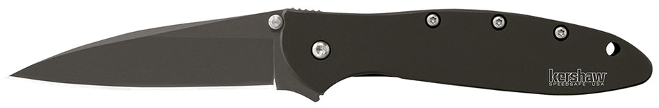 Kershaw Leek 1660CKT 3" SpeedSafe Assisted Drop Point Black DLC 14C28N Blade, Black DLC Stainless Handle & Pocket Clip - Made in USA