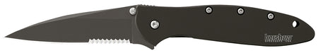 Kershaw Leek 1660CKTST 3" SpeedSafe Assisted Serrated Drop Point Black DLC 14C28N Blade, Black DLC Stainless Handle - Made in USA