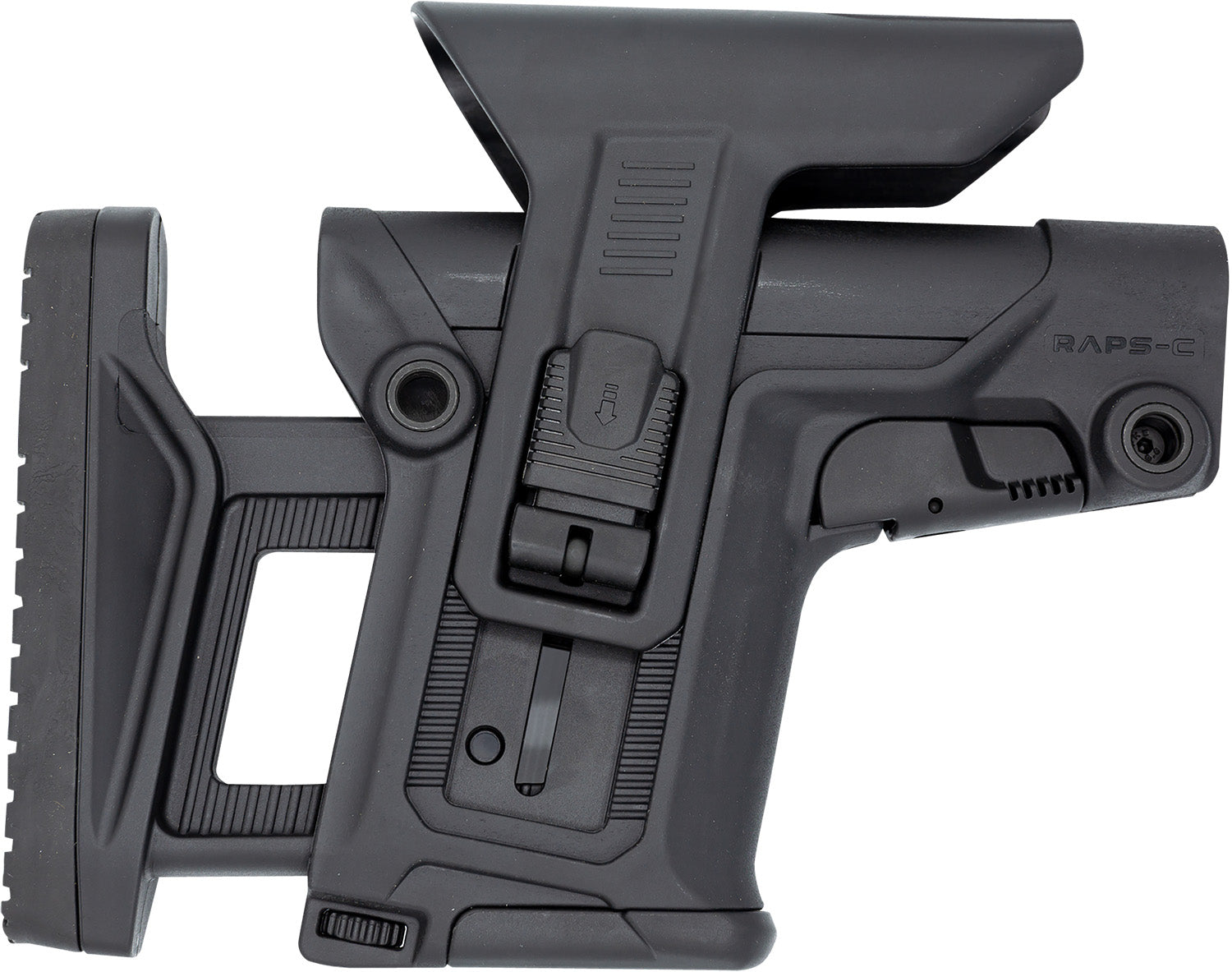 FAB Defense RAPS-C Collapsible Buttstock Black - Adjustable Cheek-Rest, LOP Memory & 1Latch for AR-Platform