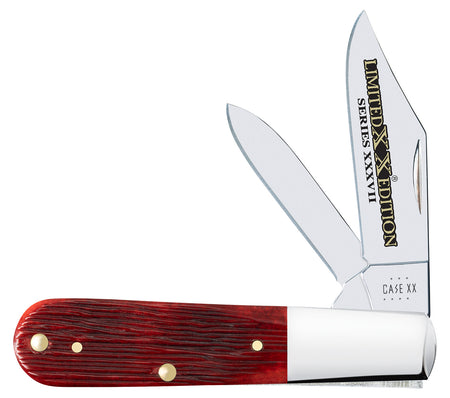 Case Limited Edition XXXVII Barlow Folding Knife – Clip Point/Pen Blades, Mirror Polished SS, Jigged Old Red Bone/SS Handle